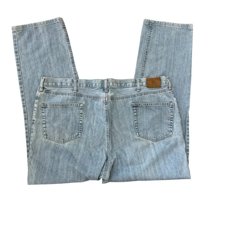 Lands End Mens Size 44 Light Wash Classic Fit Blue Jeans Casual Essential Denim
